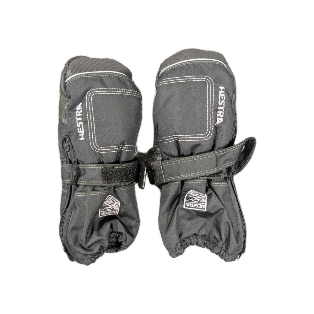 Hestra Baby Zip Long Mittens Toddler 3-4 Years Size 3 Black Winter Gloves Warm